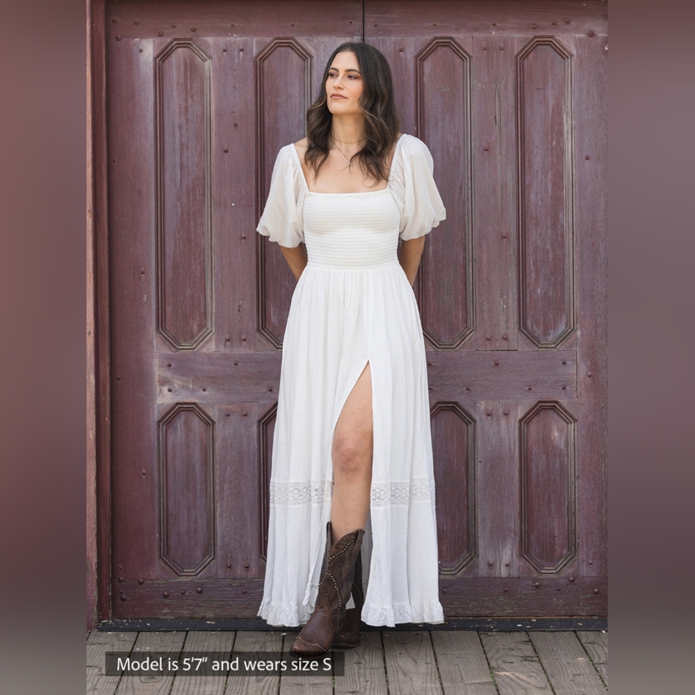Coco Pina Alma Maxi Dress White